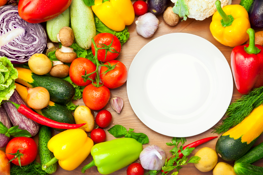 Fresh Organic Vegetables Around White Plate